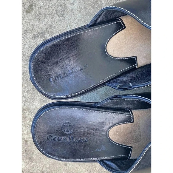 Cole Haan Classic Leather Clog Mule Womens Black US 8AA Made Brazil Preowned - Picture 7 of 9